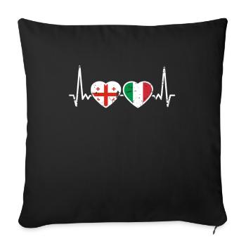 Géorgie Italie Vintage Heartbeat Flag - Housse de coussin décorative 45 x 45 cm - noir - Devant