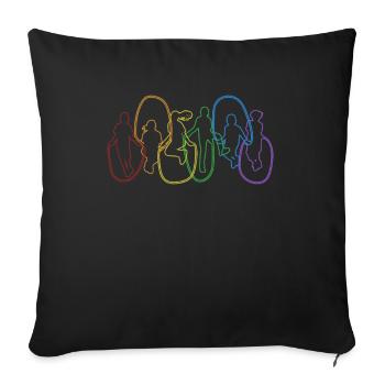 Saut à la corde LGBT Arc-en-ciel Saut Vitesse de saut - Housse de coussin décorative 45 x 45 cm - noir - Devant