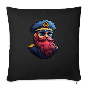Matrose mit Bart - Sofakissenbezug 45 x 45 cm - Schwarz - Vorne