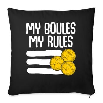 pétanque, pétanque, blague, pétanque - Housse de coussin décorative 45 x 45 cm - noir - Devant