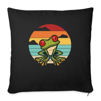 Rétro Pet Costa Rica Lover Red Eyed Tree Frog - Housse de coussin décorative 45 x 45 cm - noir - Devant