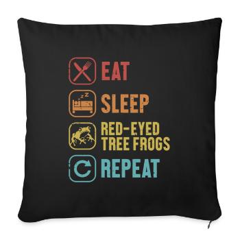 Manger Dormir Rainettes aux yeux rouges Répéter Pet Yeux rouges - Housse de coussin décorative 45 x 45 cm - noir - Devant