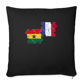 Ghana France Vintage Flag Ghanéen - Housse de coussin décorative 45 x 45 cm - noir - Devant