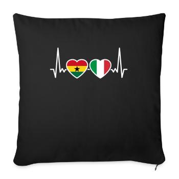 Ghana Italie Heartbeat Flag Ghanéens - Housse de coussin décorative 45 x 45 cm - noir - Devant