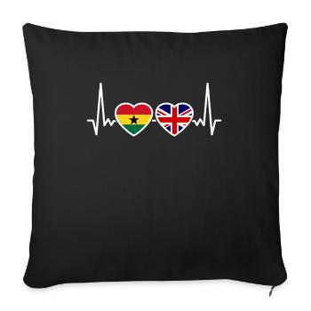 Ghana UK Heartbeat Flag Britanniques Ghanéens - Housse de coussin décorative 45 x 45 cm - noir - Devant