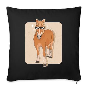 Haflinger Cheval Haffi Cadeau du propriétaire de chevaux - Housse de coussin décorative 45 x 45 cm - noir - Devant