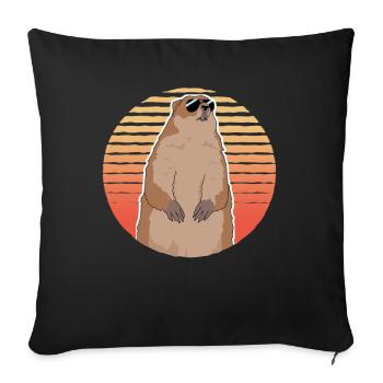 Marmottes Mankai marmotte Munggen cadeau - Housse de coussin décorative 45 x 45 cm - noir - Devant