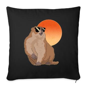 Marmotte Munggen Mankai marmotte cadeau - Housse de coussin décorative 45 x 45 cm - noir - Devant