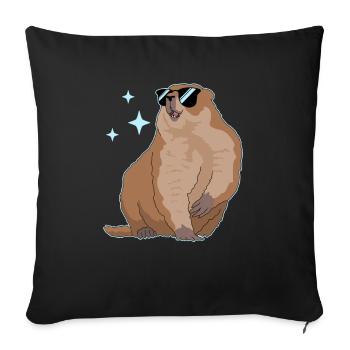 Marmottes Mankai Munggen marmotte cadeau - Housse de coussin décorative 45 x 45 cm - noir - Devant