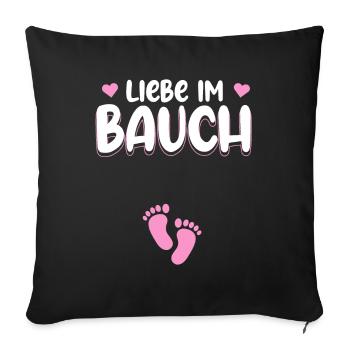 Liebe im Bauch - Schwanger Mama - Sofakissenbezug 45 x 45 cm - Schwarz - Vorne
