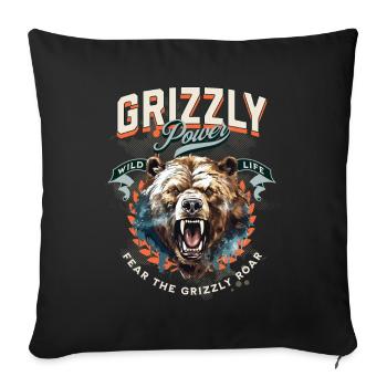 Bear Grizzly Roars Bear's Head Nature Wilderness Forest - Sofa pillowcase 17,3'' x 17,3'' (45 x 45 cm) - black - Front