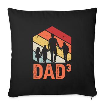 Retro Dad to the power of 3 triple daddy - Sofa pillowcase 17,3'' x 17,3'' (45 x 45 cm) - black - Front
