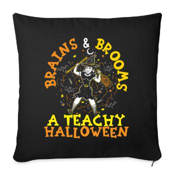 Brains & Brooms: Un tunt d’horreur éducatif d’Halloween - Housse de coussin décorative 45 x 45 cm - noir - Devant