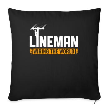 Lineman Wiring the World Electrician - Sofa pillowcase 17,3'' x 17,3'' (45 x 45 cm) - black - Front