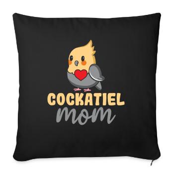 Cockatiel Mom - Amoureux des oiseaux cockatiel - Housse de coussin décorative 45 x 45 cm - noir - Devant