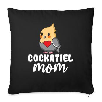 Cockatiel Mom - Amoureux des oiseaux cockatiel - Housse de coussin décorative 45 x 45 cm - noir - Devant