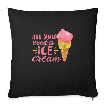 Eiscreme - Sofakissenbezug 45 x 45 cm - Schwarz - Vorne