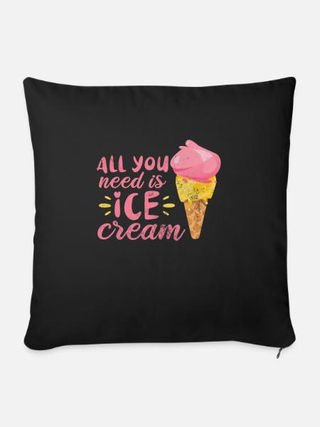 Eiscreme - Sofakissenbezug 45 x 45 cm - Schwarz