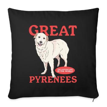 Chien de montagne des Pyrénées Chien de Montagne Chien Cadeau Propriétaire - Housse de coussin décorative 45 x 45 cm - noir - Devant
