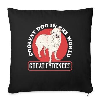 Chien de montagne pyrénéen Chien de montagne Propriétaire Chien Cadeau - Housse de coussin décorative 45 x 45 cm - noir - Devant