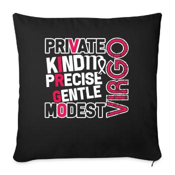 Virgo Meaning Kind Precise Gentle - Sofa pillowcase 17,3'' x 17,3'' (45 x 45 cm) - black - Front