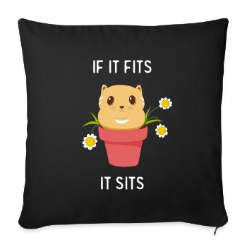 Lustige Katze Im Blumentopf Katzenliebhaber Humor - Sofakissenbezug 45 x 45 cm - Schwarz - Vorne