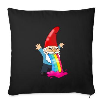 Funny Dwarf Vomits Rainbow Gnome Humor - Sofa pillowcase 17,3'' x 17,3'' (45 x 45 cm) - black - Front