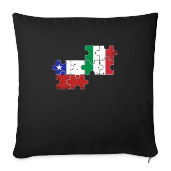 Chili Italie Vintage Flag Italien Chilien - Housse de coussin décorative 45 x 45 cm - noir - Devant