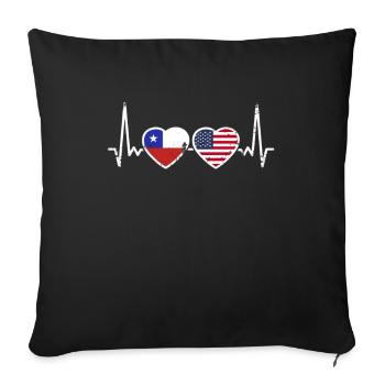 Chili USA Vintage Heartbeat Flag Chilien - Housse de coussin décorative 45 x 45 cm - noir - Devant