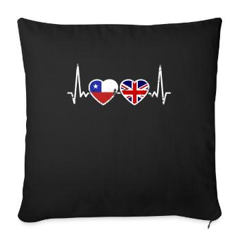 Chili Royaume-Uni Vintage Heartbeat Flag Chilien - Housse de coussin décorative 45 x 45 cm - noir - Devant