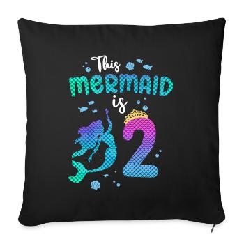 Cette sirène est 2 ans sirène fille 3ème - Housse de coussin décorative 45 x 45 cm - noir - Devant