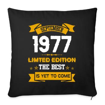 September 1977 Geburtstagsgeschenk - Sofakissenbezug 45 x 45 cm - Schwarz - Vorne