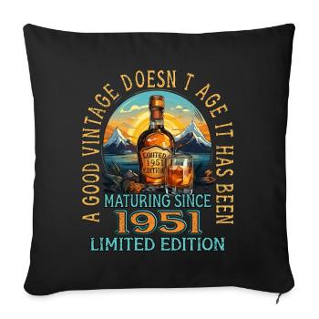 72. Geburtstag 1951 72er Guter Jahrgang Whisky - Sofakissenbezug 45 x 45 cm - Schwarz - Vorne