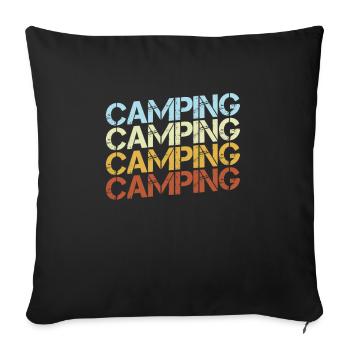 Camping Retro - Sofa pillowcase 17,3'' x 17,3'' (45 x 45 cm) - black - Front
