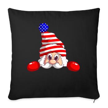 Père Noël avec drapeau des États-Unis Joyeux Noël - Housse de coussin décorative 45 x 45 cm - noir - Devant