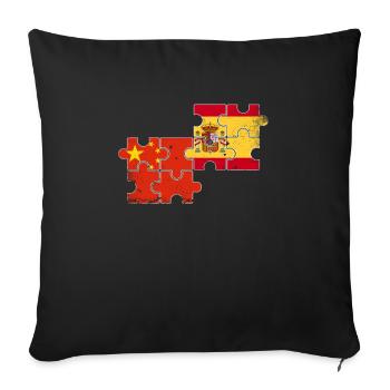 Chine Espagne Vintage Flag Espagnol Chinois - Housse de coussin décorative 45 x 45 cm - noir - Devant