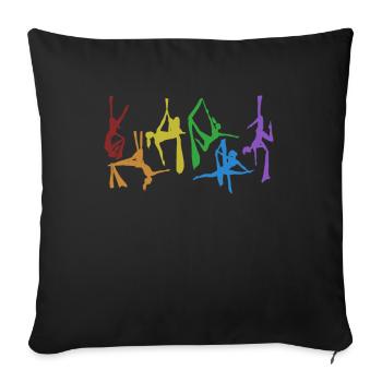 Soie aérienne LGBT Gymnastique arc-en-ciel Yoga aérien - Housse de coussin décorative 45 x 45 cm - noir - Devant