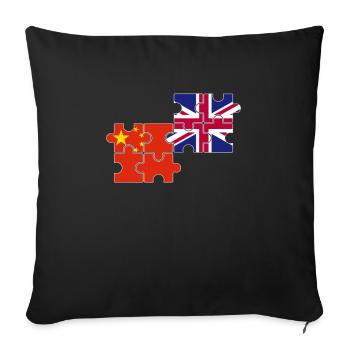 Chine Drapeau du Royaume-Uni Chinois britannique - Housse de coussin décorative 45 x 45 cm - noir - Devant