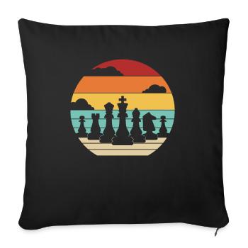 Joueur rétro Grand maître Reine Échecs professionnels - Housse de coussin décorative 45 x 45 cm - noir - Devant