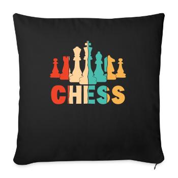 Joueur rétro Grand maître Reine Échecs professionnels - Housse de coussin décorative 45 x 45 cm - noir - Devant