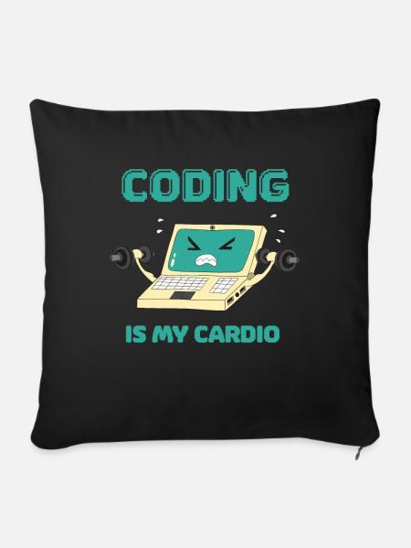 Programmierer Coding Fitness Lustiges Informatiker - Sofakissenbezug 45 x 45 cm - Schwarz