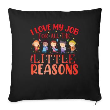 Enseignante en garderie - Housse de coussin décorative 45 x 45 cm - noir - Devant
