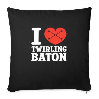 Baton Twirling Gymnastique Gymnastique Cadeau - Housse de coussin décorative 45 x 45 cm - noir - Devant