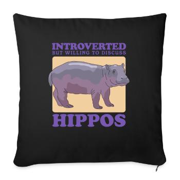 Hippo Baby Hippo Hippos Gift - Sofa pillowcase 17,3'' x 17,3'' (45 x 45 cm) - black - Front