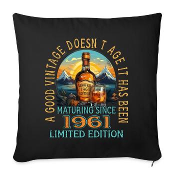 62. Geburtstag 1961 62er Guter Jahrgang Whisky - Sofakissenbezug 45 x 45 cm - Schwarz - Vorne