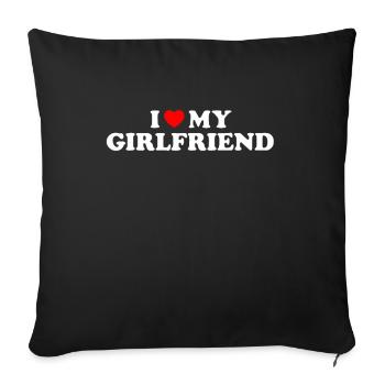 I Love My Girlfriend - Ich Liebe Meine Freundin - Sofakissenbezug 45 x 45 cm - Schwarz - Vorne