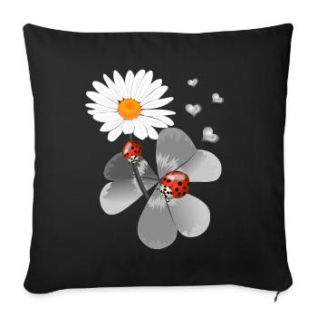 Clover with ladybug - Sofa pillowcase 17,3'' x 17,3'' (45 x 45 cm) - black - Front