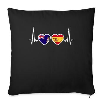 Îles Caïmans Espagne Vintage Heartbeat Flag - Housse de coussin décorative 45 x 45 cm - noir - Devant