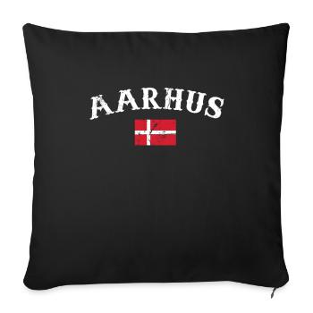 Aarhus Denmark Vintage Danish Flag Dane - Sofa pillowcase 17,3'' x 17,3'' (45 x 45 cm) - black - Front