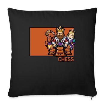 Chess Doodle Chinese Hanzi Queen Player - Housse de coussin décorative 45 x 45 cm - noir - Devant